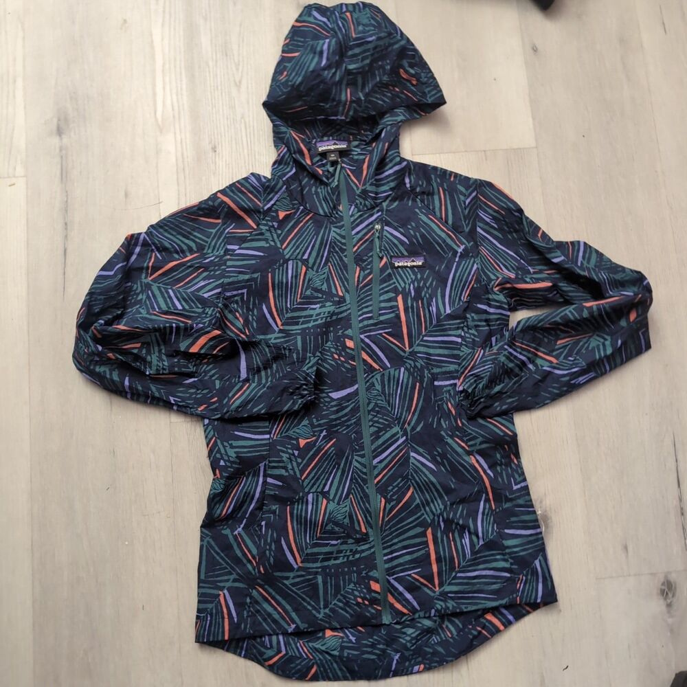 Patagonia Houdini Jacket  Women's XS Multi Color Zip Lightweight Rain Fern